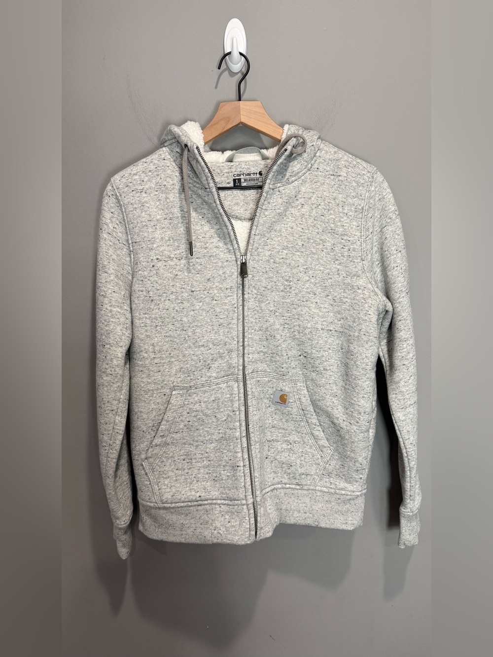 Carhartt Women’s Clarksburg Sherpa Lined Full Zip Hoodie Gray Small